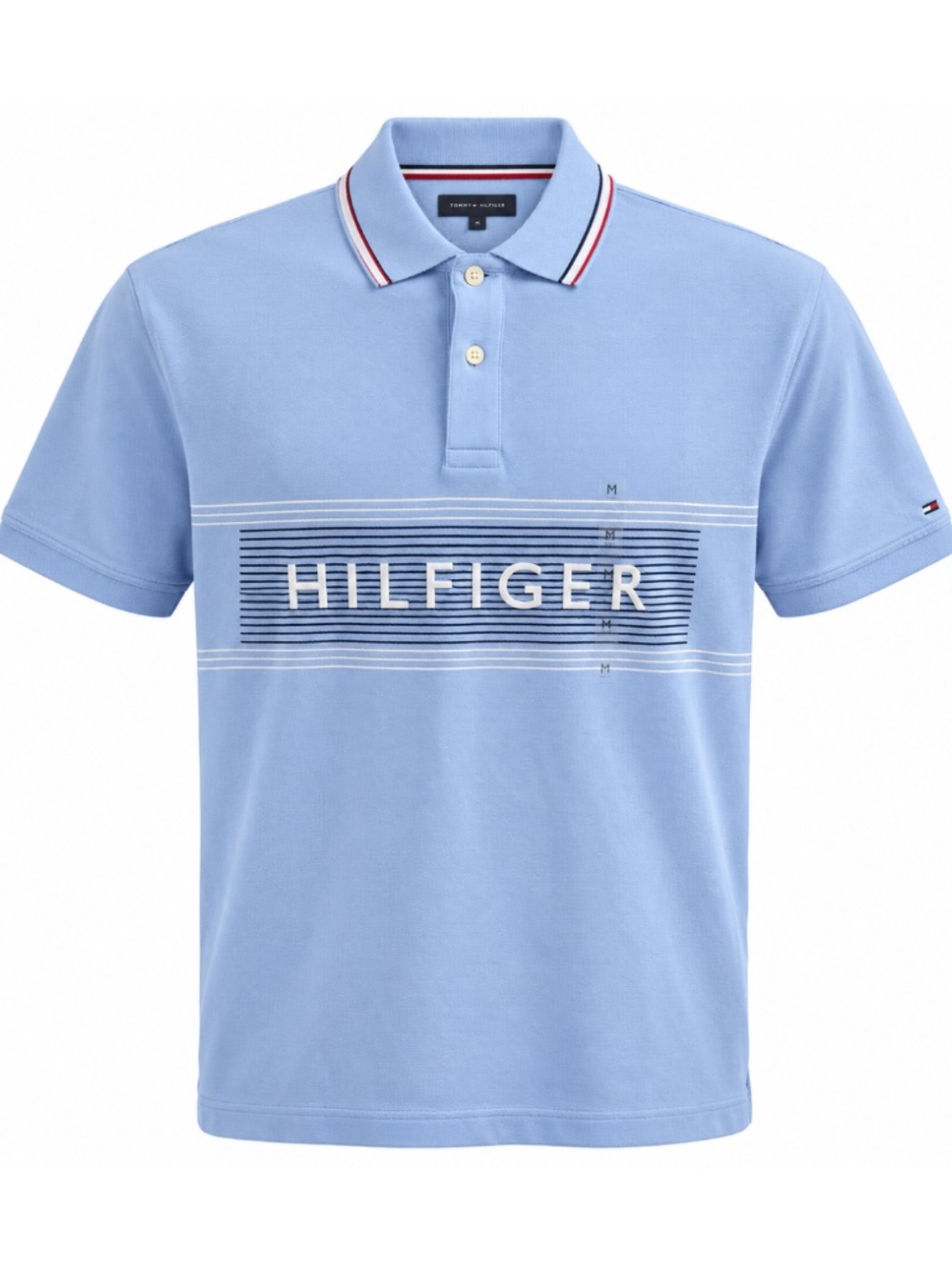 Designer TH Tommy Hilfiger Light Blue Polo Top Tee Shirt Men’s Medium M